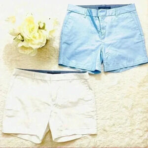 2 Pair of Tommy Hilfiger White & Blue Chino Flat Front Shorts Size 6 & 8